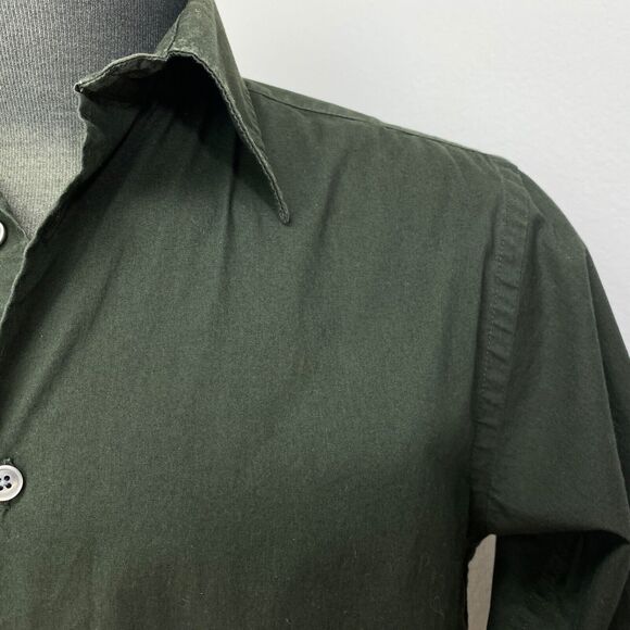 Vintage Gap Mens Cotton Shirt Small Long Sleeves Dark Green Button Front Classic - Picture 4 of 16